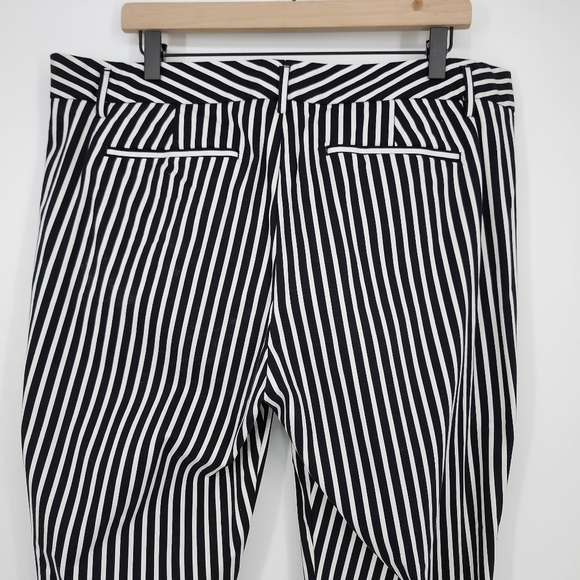 Worthington Womens Cotton Pant Size 16 Black White Bold Stripe Ankle Career Work - Picture 4 of 7